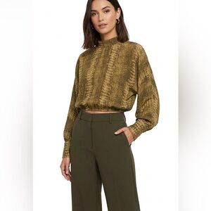 Maison d Amelie Anthropologie Elegant Tan Snake Print Blouse.!